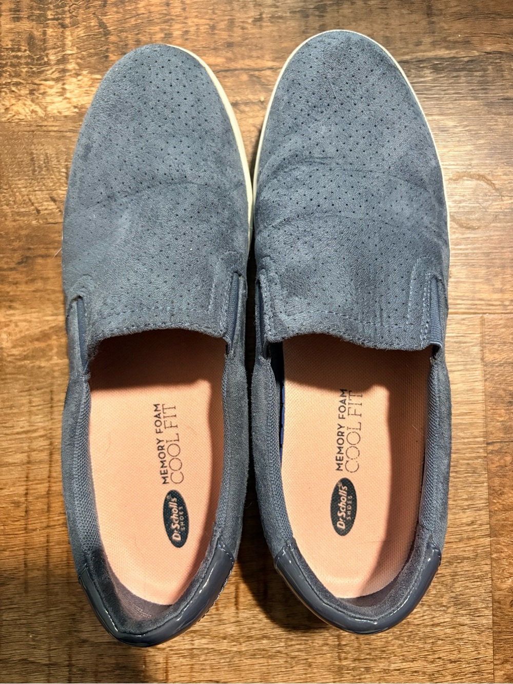 Dr. Scholl's Madison Slip-On Sneakers, blue-grey perforated upper. Size 9.5